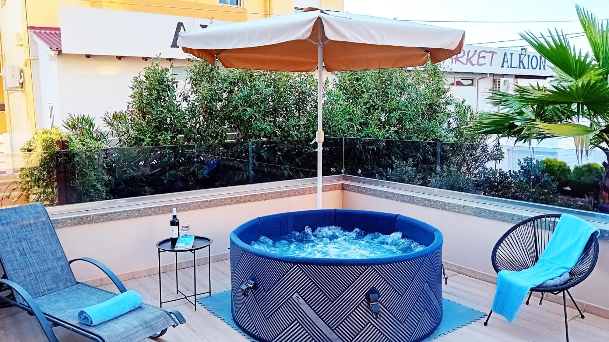Luxury Villa Eva-Mari With Jacuzzi, 50M From The Beach Stalos Luaran gambar